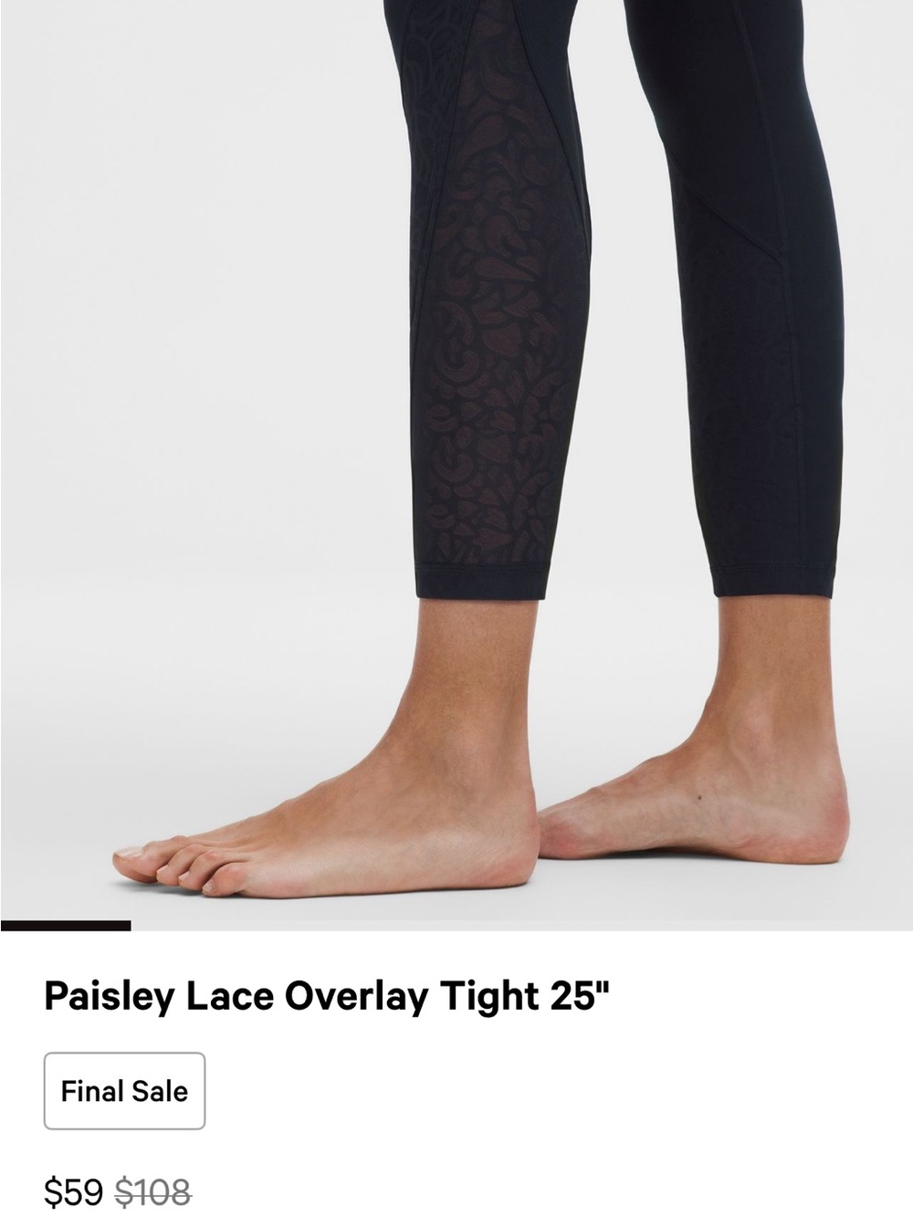 lululemon athletica Paisley Lace Overlay Tight 25" - Black